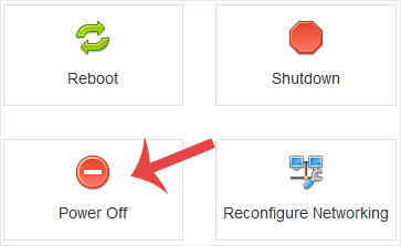 The Power Off option in SolusVM, used to force a virtual server off without waiting for the guest operating system