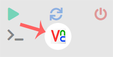 Virtualizor VPS management page showing the VNC icon