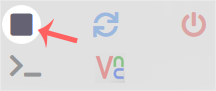 Virtualizor VPS management page showing the Stop icon used for a graceful shutdown