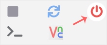The power controls at the top right of the Virtualizor VPS management page with Poweroff selected