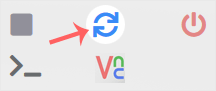 The Restart icon in the power control icons at the top right of the Virtualizor VPS management page