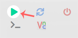 Virtualizor VPS management screen showing the Start icon in the top right power control group